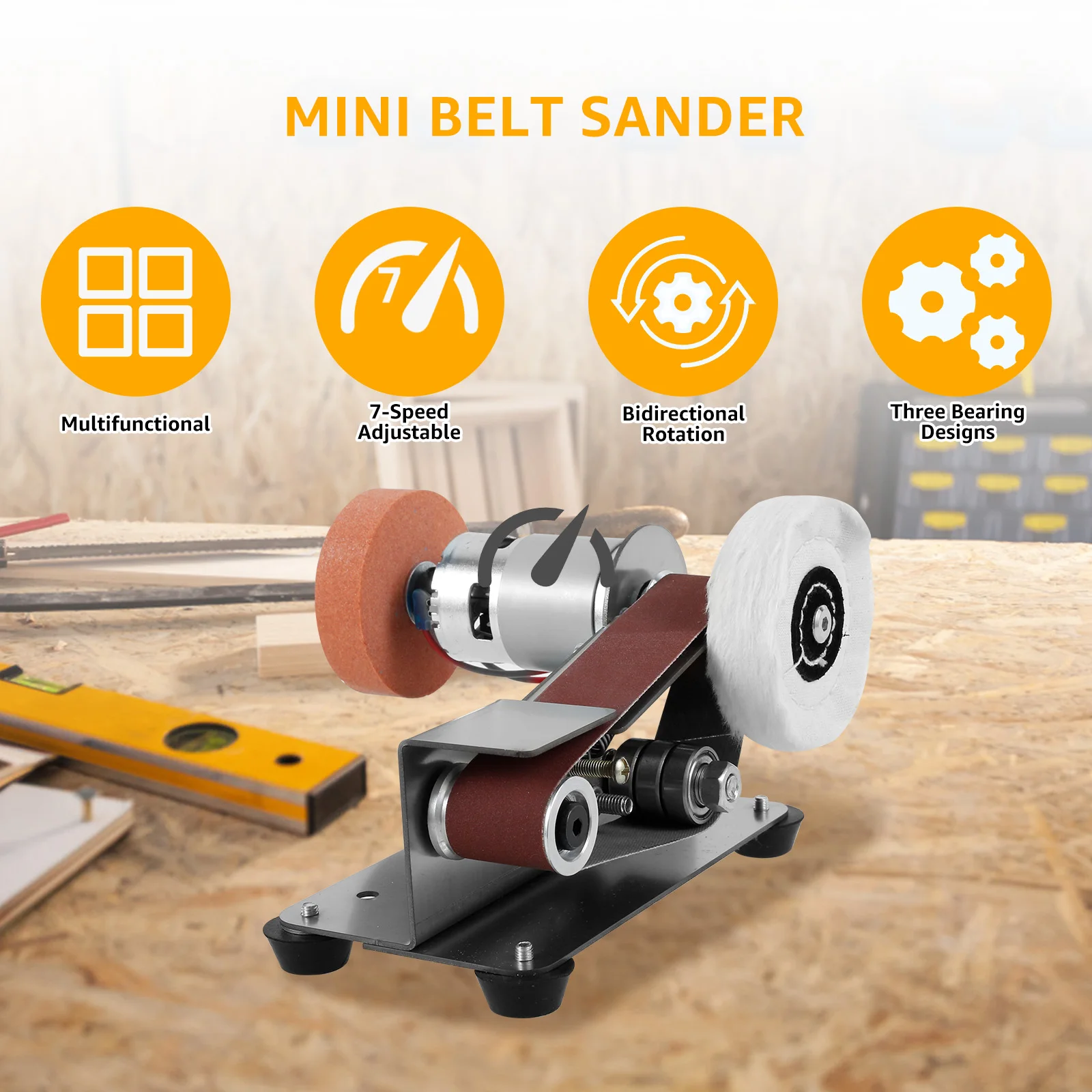 Mini Belt Grinding Machine Tool Sharpening Machine Sanding Grinding Electric Multifunctional Sander Polisher Machine Adjustable