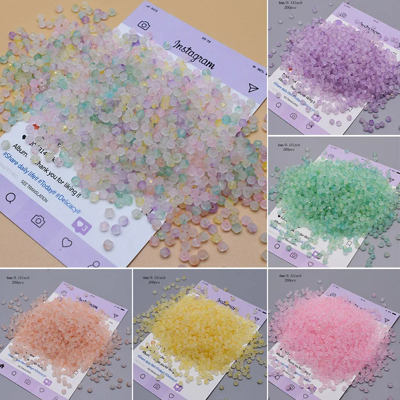 4mm 200pcs/lot Matte Color Bicone Crystal Glass Beads Loose Spacer Beads Faceted Crystal Beads For Jewelry Making DIY