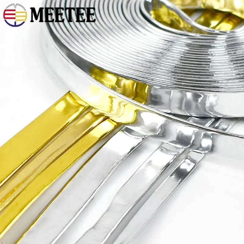 5Meters Meetee 12-50mm Gold Silver PU Leather Cord Rope Ribbons DIY Handmade Hair Garment  Jewelry Bracelet Making Accessories