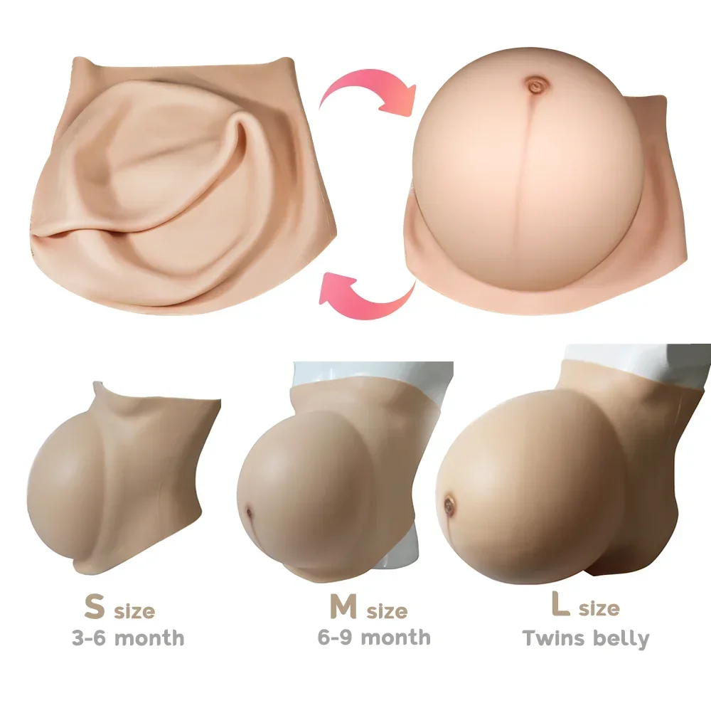 inflatable 9/10 month huge woman twins pregnant belly inflatable silicone body wearing big pregnancy tummy props for cosplay