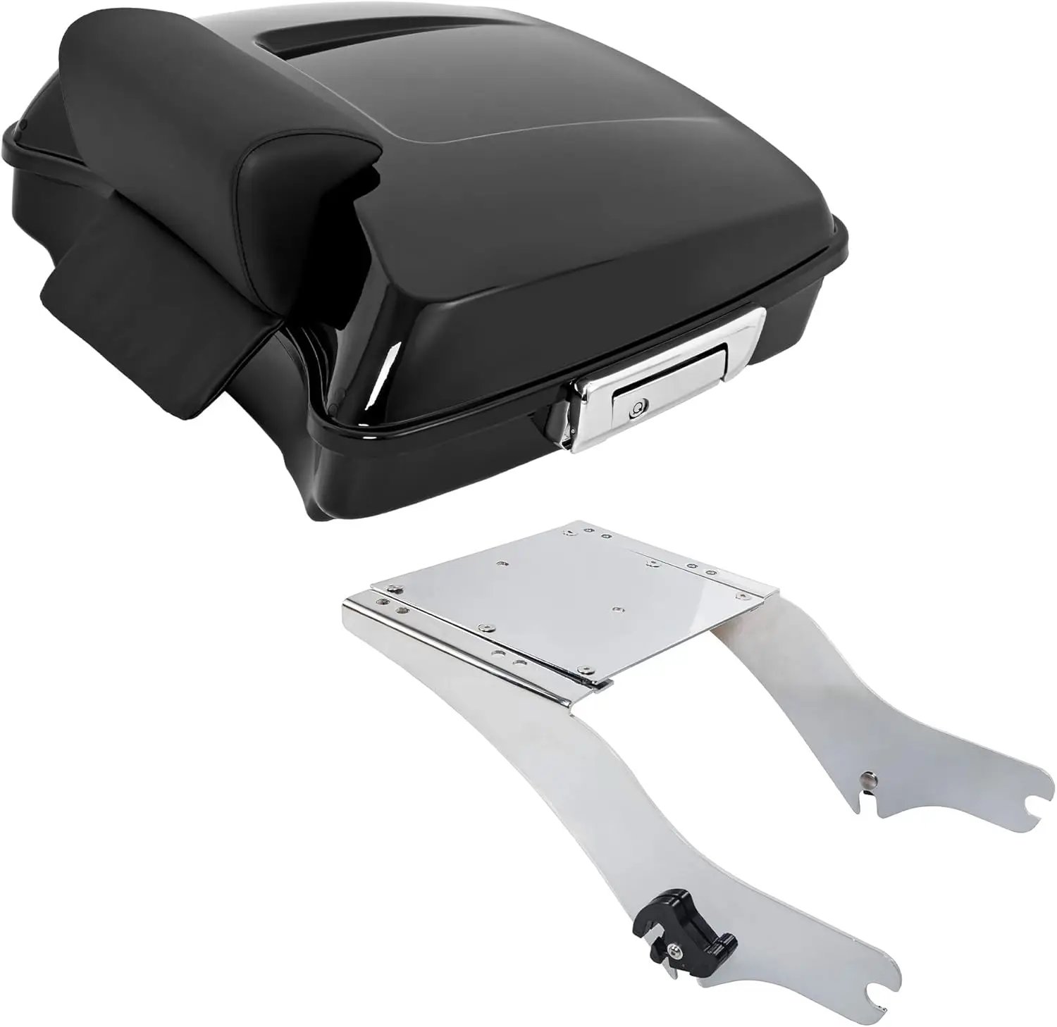 

5,5-дюймовый ящик для хранения мотоциклов Razor со спинкой, 2-вговая стойка для крепления, совместимая с Harley Touring Electra Glide Road Glide 1997-2008 гг.