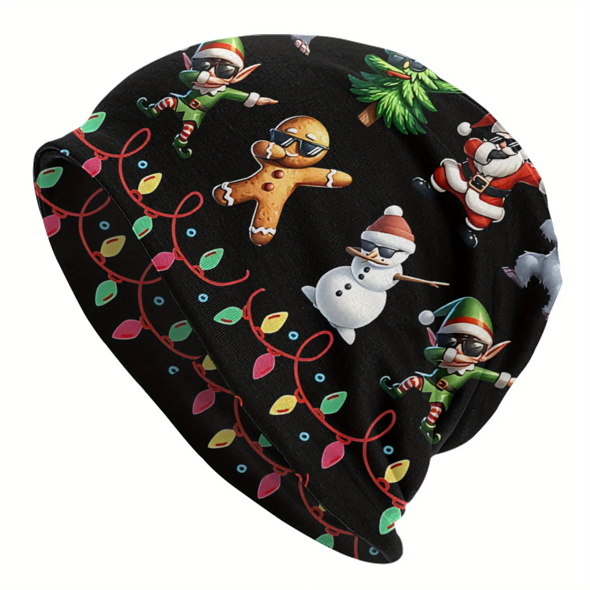 

Vintage Christmas Dabbing Santa Skull Cap, 95% Polyester 5% Elastane, Stretchy Knit Fabric, Hand Washable, Unisex Xmas