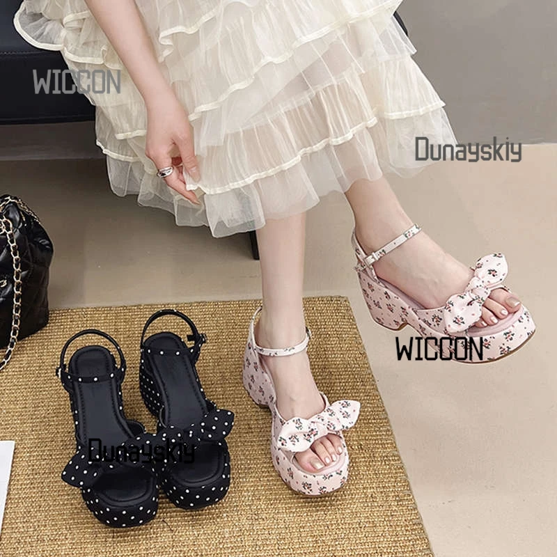 

Jirai Kei Kawaii Japanese Korean Water System Lolita dress cosplay costumes accesses Thick Bottom Slope Heel Sandals Halloween