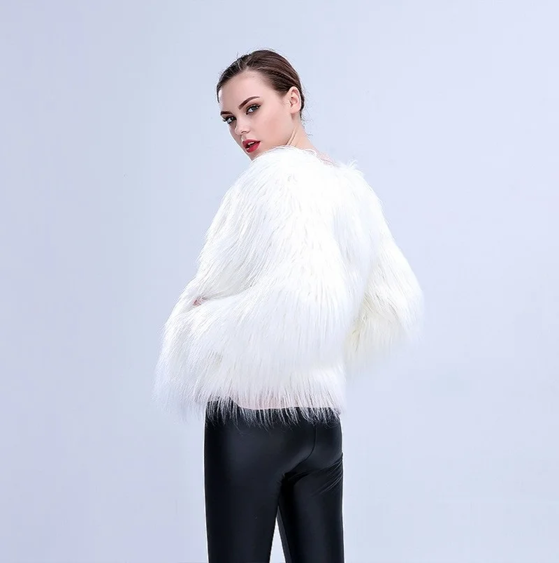 Women Faux Fur Coat Valentine Cosplay Costumes LED Multi-Color Warm Hoodie Vest Shiny LED Jacket Light Up Party Dance Overcoat