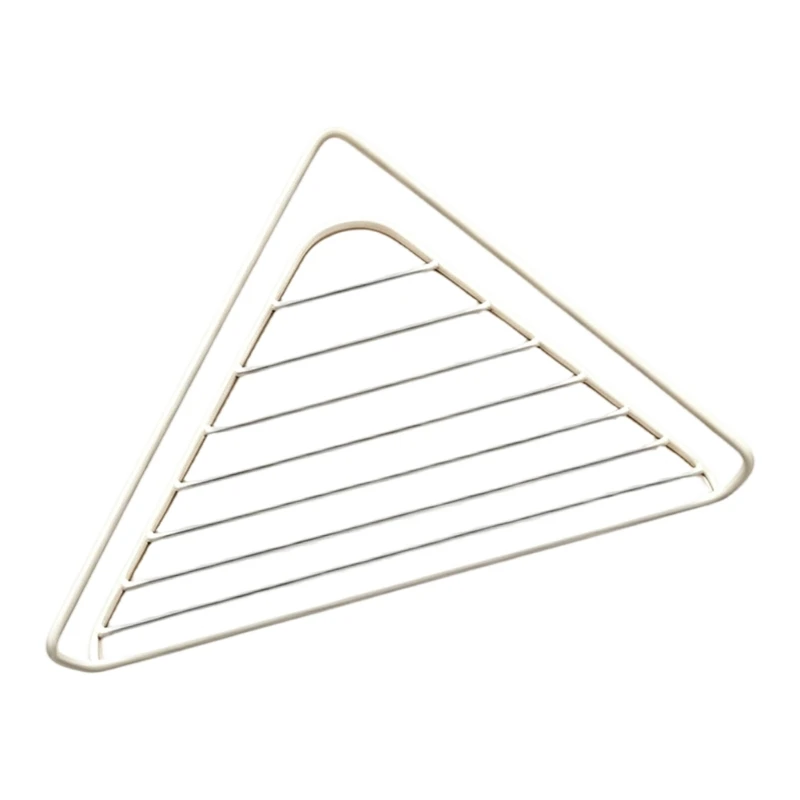 Triangular Sink Cleaning Rack with Iron Open Slats, Corner Placement, and Drain-Through Storage for Washing-Up Items JOMD