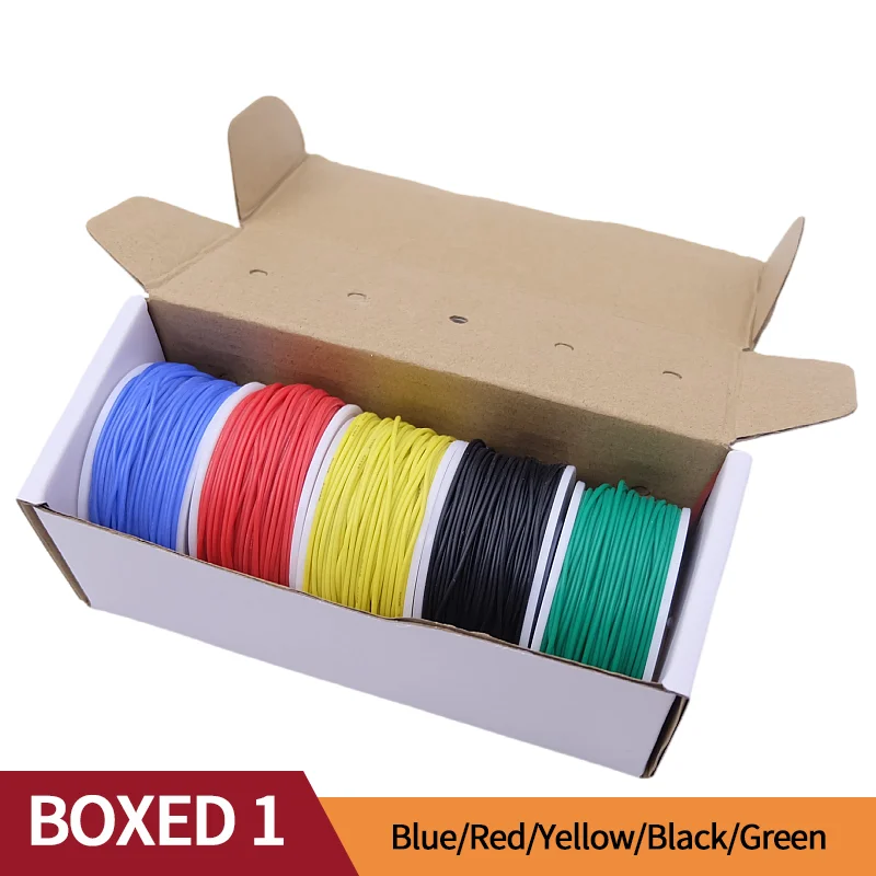 Super Soft Copper Wire Box (5 Colors Mix Kit) Heat Resistant Flexible Silicone 30/28/26/24/22/20AWG Electric Tinned Copper Cable image 3