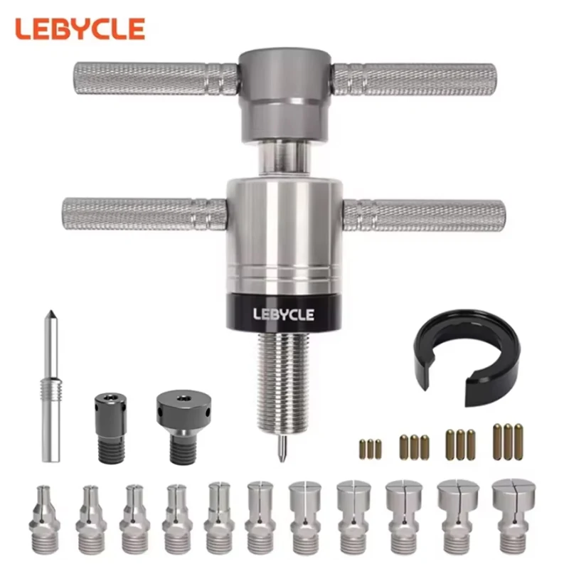 LEBYCLE Naaflager Removal Tool voor MTB/Racefiets Voor/Achterwielen, Fietsnaaf Basis Reparatie Tool met Duurzame Legering Adapters