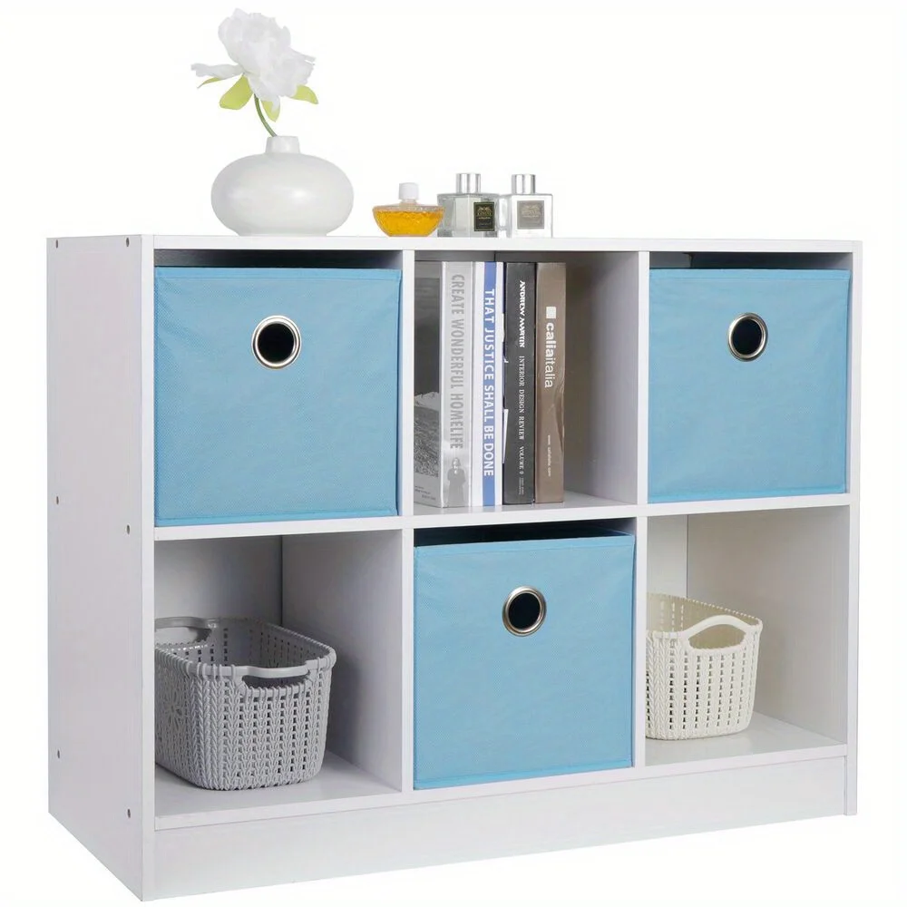 

Storage Organizer Bookcase Display Cubby Shelf w/3 Bins
