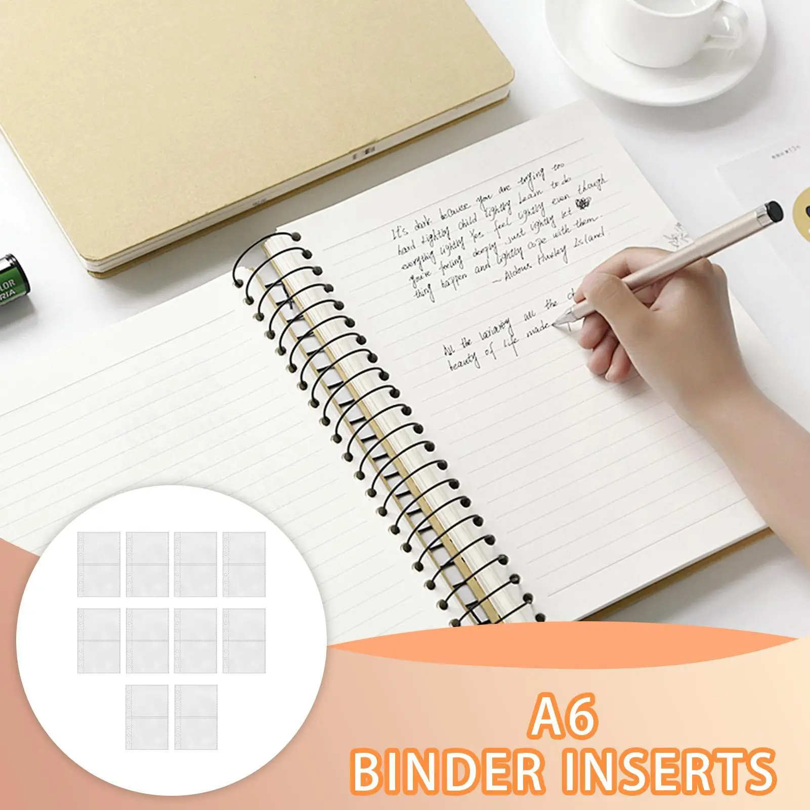 10Pcs Clear Binder Pockets A6 Binder Clear Refill Card Sleeves Ring Binder Photocards Postcard Card Notebook Journal Tracker