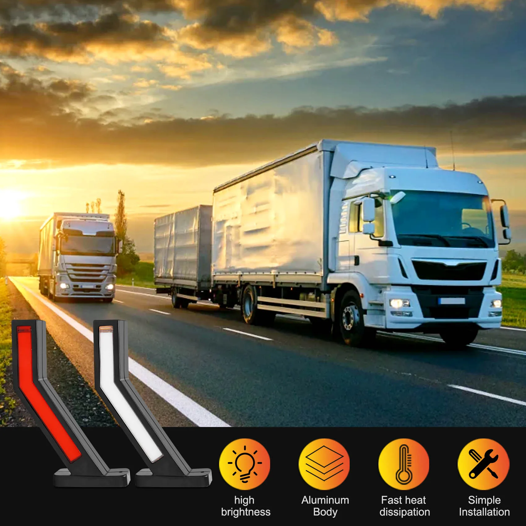 2X Trailer LED Side Marker Lighting Outline Marker Truck Light Van LED Lights for Trailer 12-24V image 4