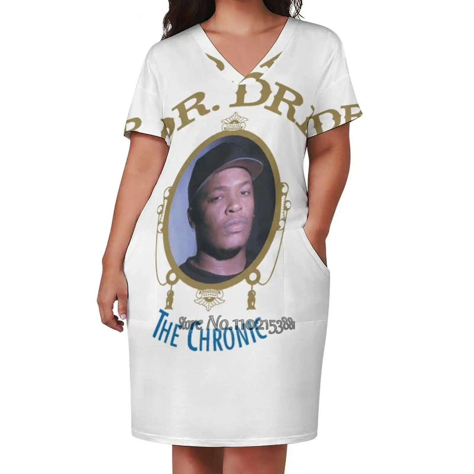 

The Chronic T - Shirt V-Neck Short Sleeve Skirt Korean Kawaii Skirts Party Dresses Chronic Dre Dr Hip Hop 90S Nwa California