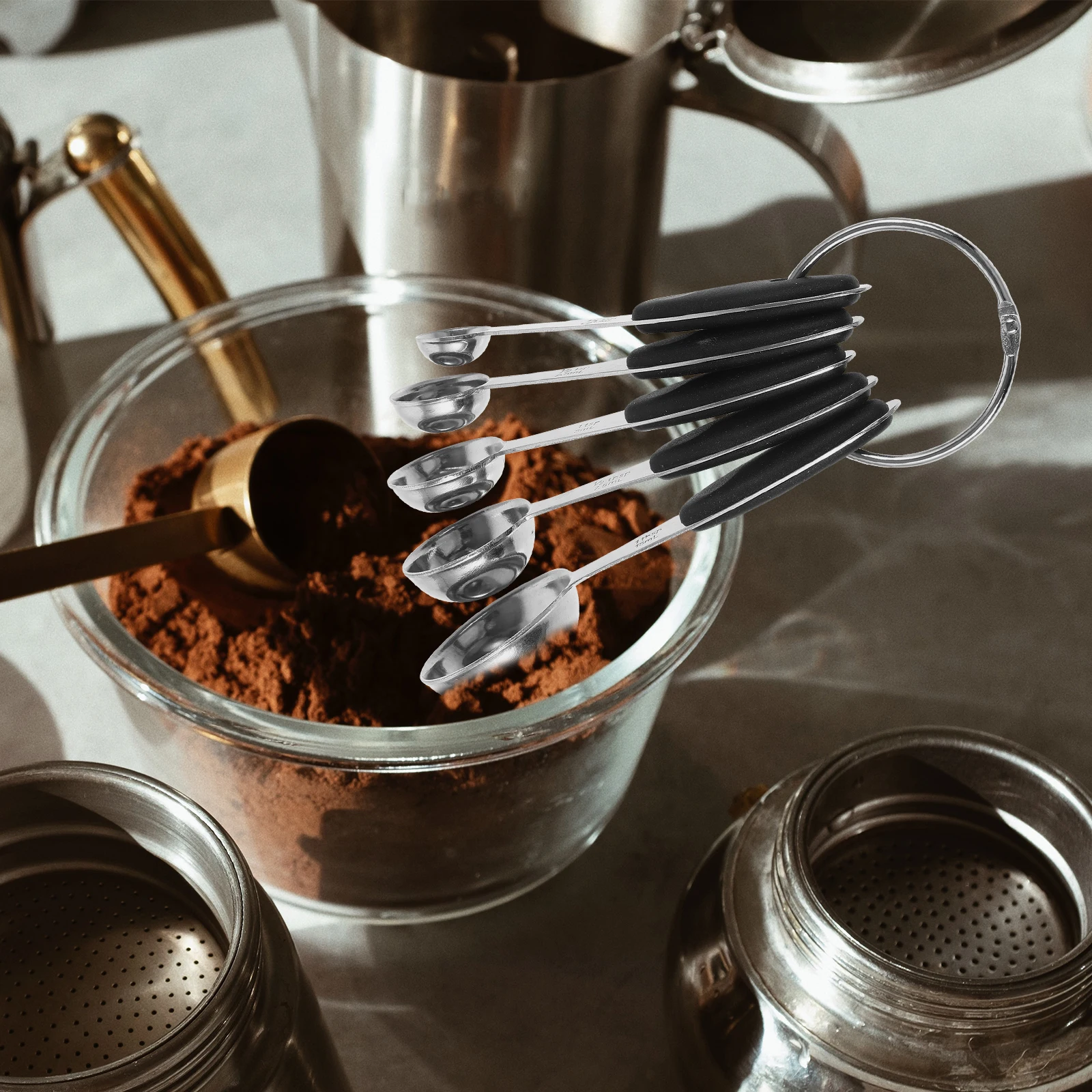 

1 set 1 set Stainless Steel Measuring Spoon Set Baking Small Silicone Detail Precision Cups Scoops Cooking Tea Coffee Sugar