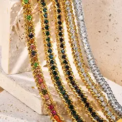 Gold Plated Waterproof Bling Tennis Chain Bracelet for Women Girl stainless steel Cubic Zirconia Chain Bracelet Exquisite Gift