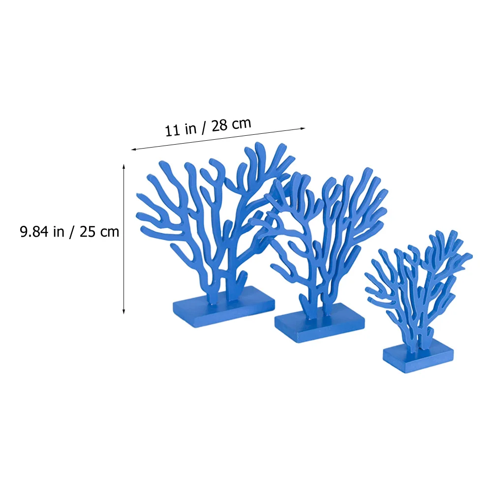 

1 Set Wooden Coral Ornaments Mediterranean Style Home Decor For Party Ocean Theme Tabletop Decors Household Decorative Coral