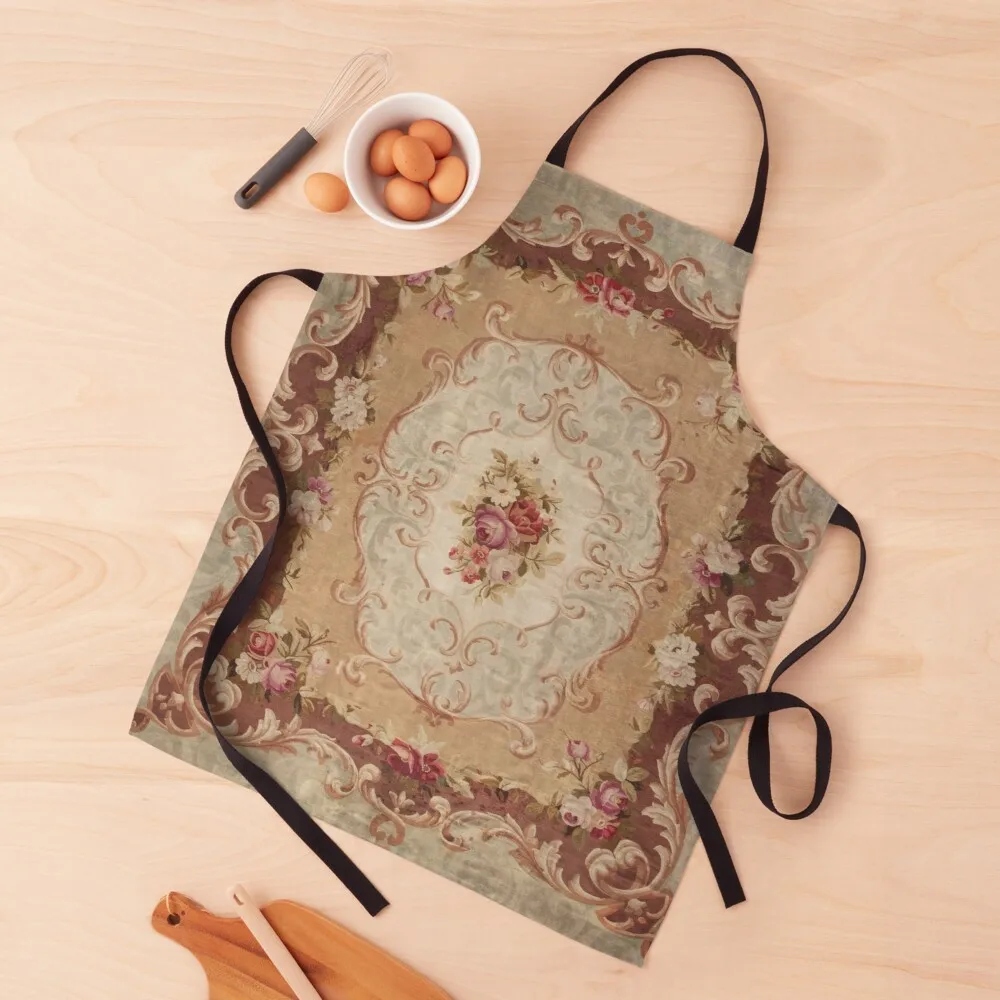 

Antique Rose Floral French Aubusson Rug Print Apron Kitchen household items