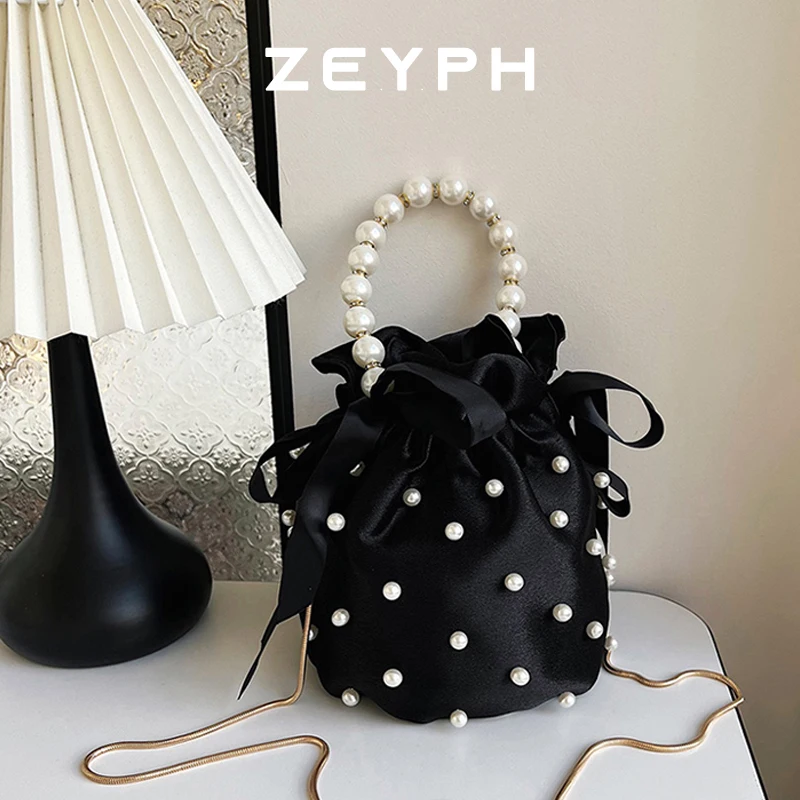 

Zeyph Delicate And Elegant Women s Small Pu Shoulder Bag Crossbody Bag Bucket Bag Pearl Chain Bag