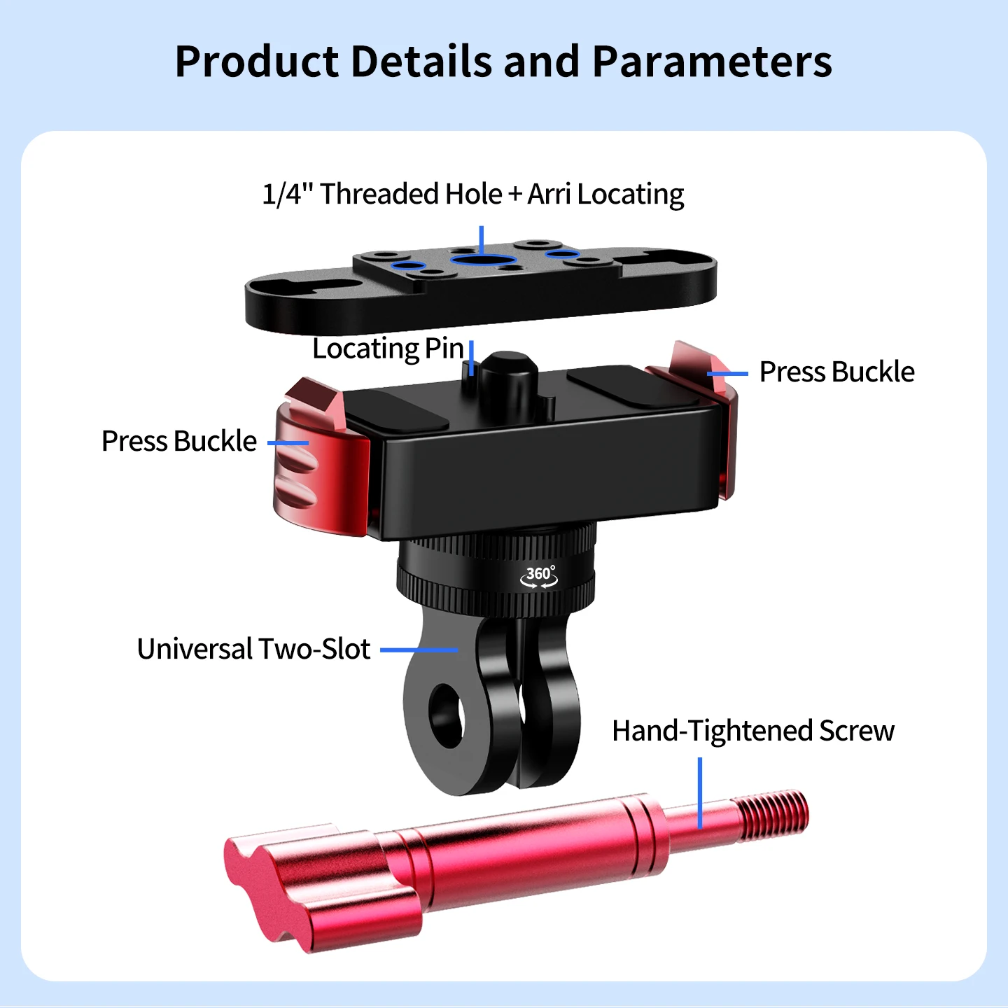 Aluminium-Magnet-Adapter mit Schnellverschluss für GoPro Hero 8-13 360° Dämpfungsrotation Doppelschnalle 1/4" Schraubkamerahalterung – Detail 13