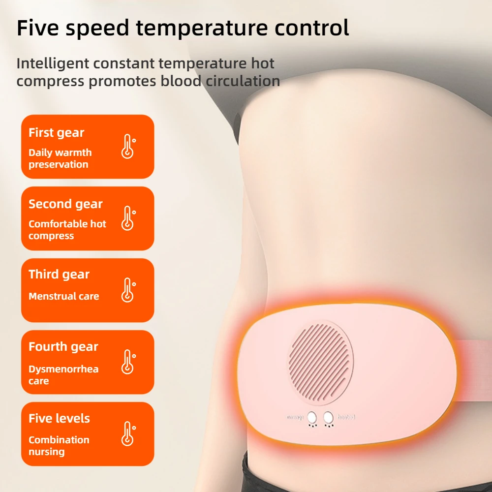 Cintura calda uterina mestruale portatile per le donne sollievo dal dolore alla pancia 5 Gear cuscinetto riscaldante elettrico vibrazione