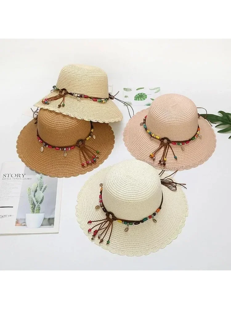 Chapeau de paille d'été pour filles, chapeaux de soleil pour sortie de plage, chapeaux seau, chapeaux de Protection solaire célèbres sur Internet, chapeaux solaires