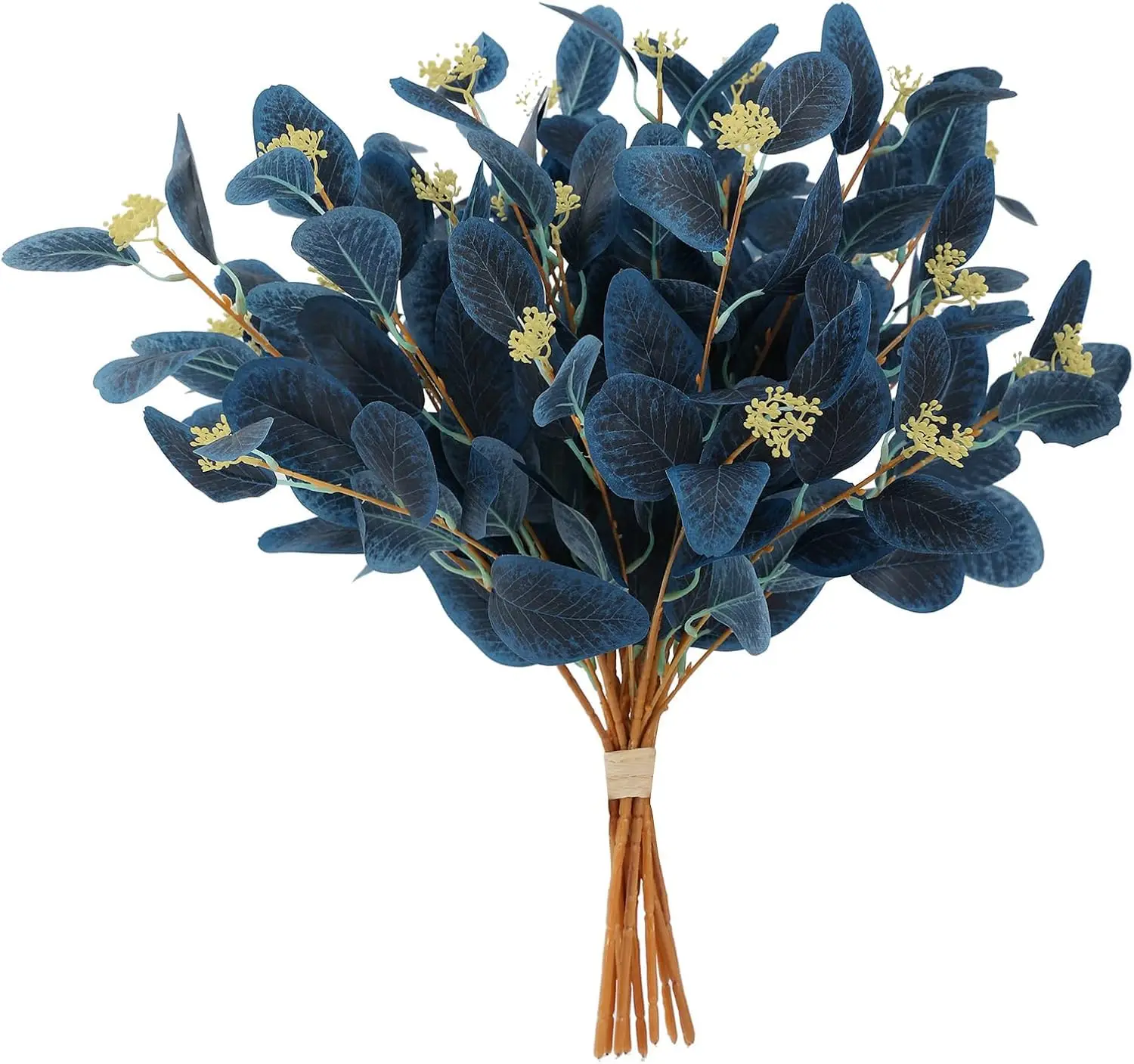 Künstliche Eukalyptus-Stiele, gefälschte Eukalyptusblätter mit Beeren für Hochzeit, Party, Zuhause, Zimmer, Blumenarrangement, Dekoration, Pflanzen – Detail 1