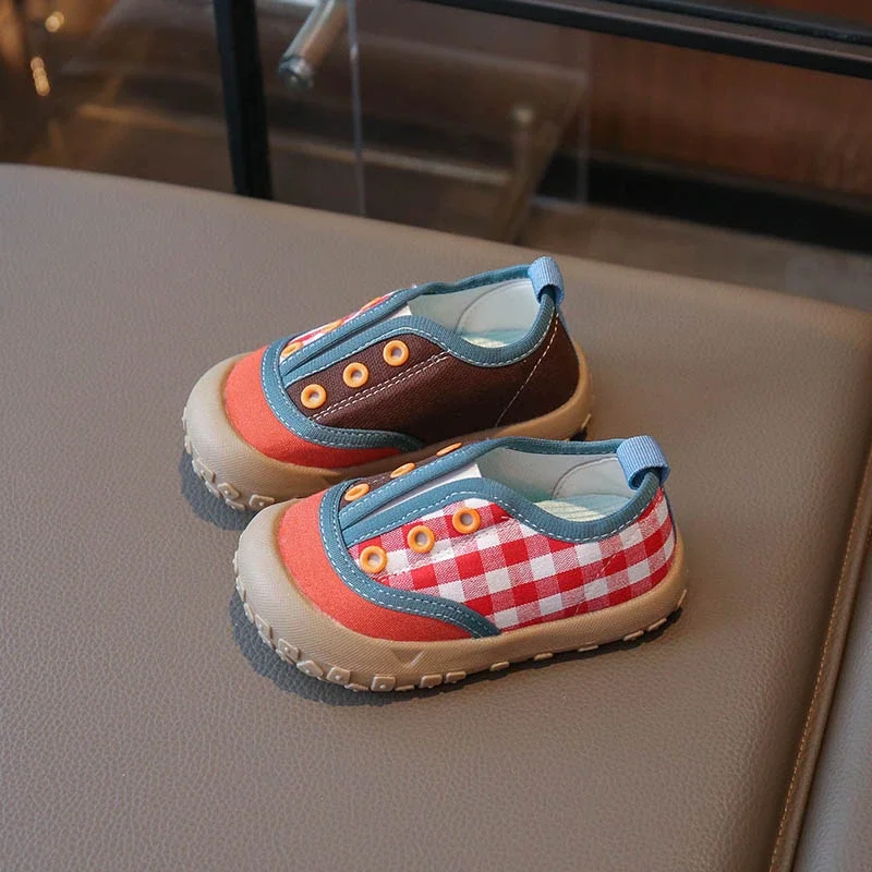

2025 Autumn New Kids Casual Shoes Mixed Color Toes Capped Boys Girls Canvas Shoes Soft Bottom Children Flat Shoes Non-slip Trend