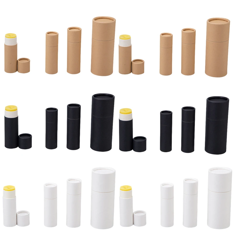 

5g/12g/17g/61g Lipstick Tube Lip Balm Kraft Paper Tube Empty Degradable Cosmetic Containers Solid Deodorant Paste Tube Wholesale