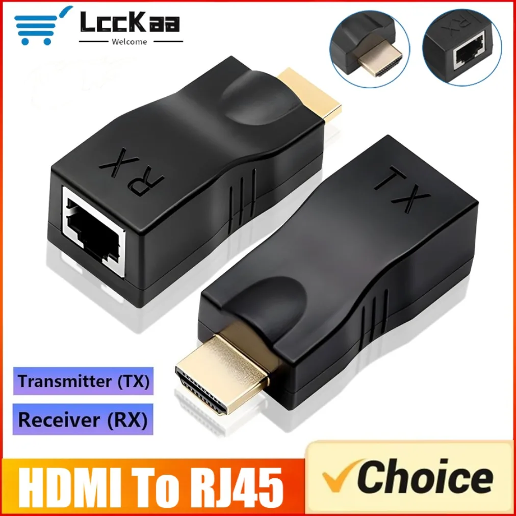 HDMI To RJ45 Video Extender 4K 1080P RJ45 Ports Network Up To 30M HDMI-compatible To RJ45 Over CAT5e / 6 UTP LAN Extender Cable