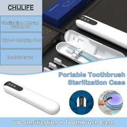 Estuche portátil para cepillos de dientes, esterilizador LED de UV-C, caja de almacenamiento de secado, accesorios de baño, accesorio de viaje para cepillos de dientes