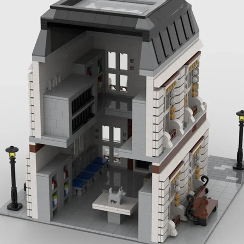 MOC-Blocos de Construção Para Crianças, Street View Modular, Hospital Pet, Tijolos Técnicos, Montagem DIY, Brinquedos De Construção, Presentes De Férias