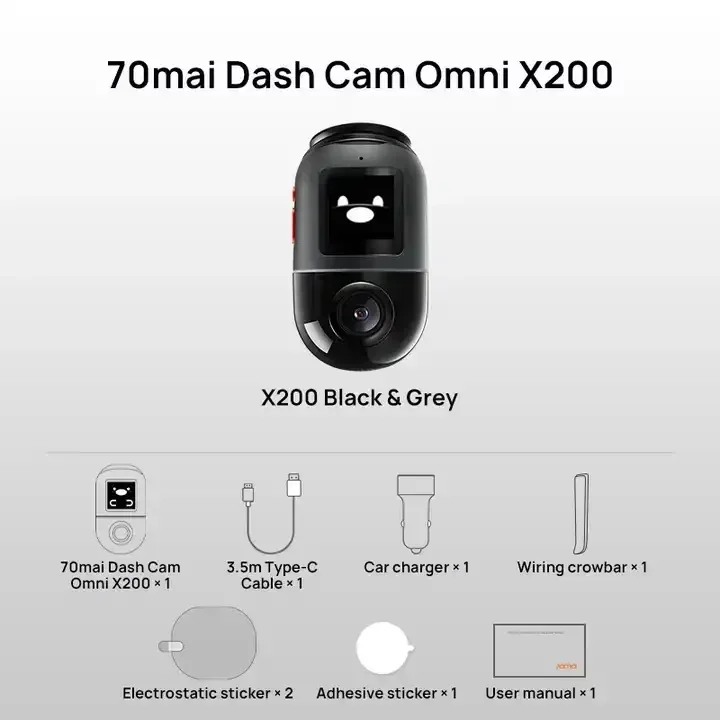 70mai Dash Cam Omni X200 360 Full View Built-in GPS ADAS 70mai Car DVR X200 Camera 24H Parking Monitor eMMC Storage AI