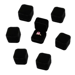 Engagement Ring Packaging Velvet Black Box Valentine's Day Gift Wedding Showcase Organizer Jewelry Earrings Storage Supplies
