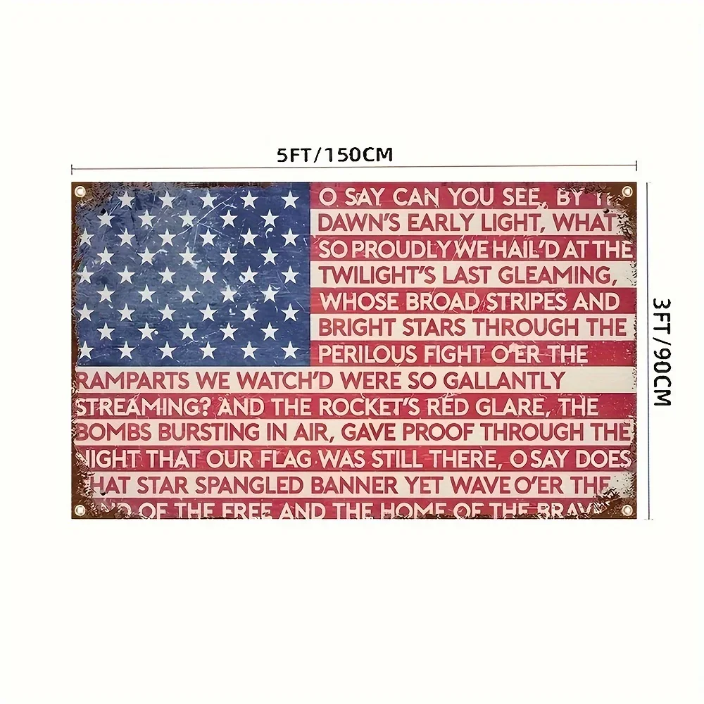 Patriotic American flag with national anthem,  home men's cave, office, garage, bar decoration