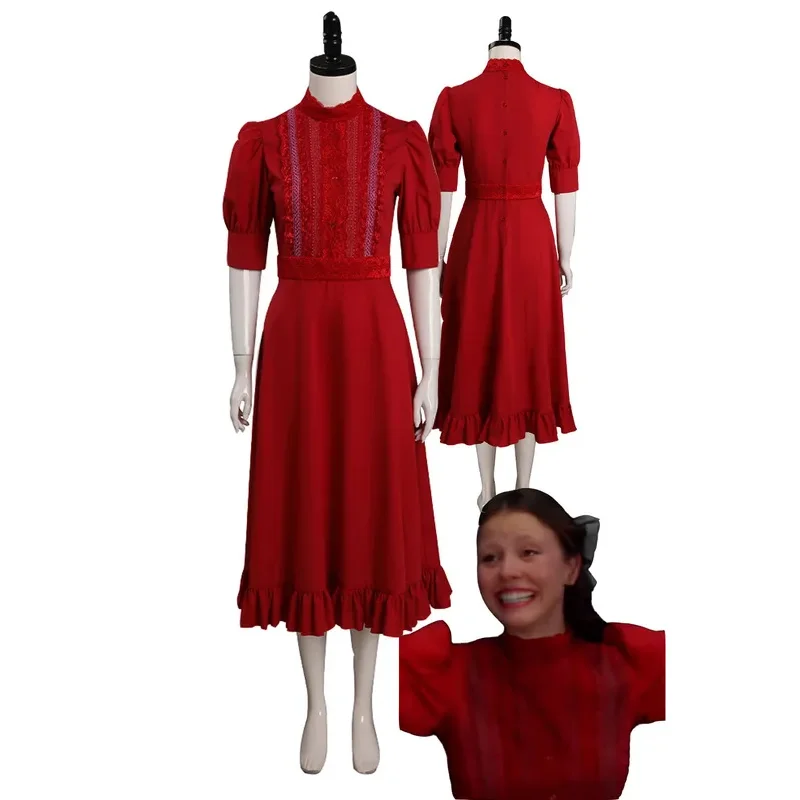 Cosplay de perlas para mujer, vestido rojo de fantasía, disfraz de película de terror, falda de juego de rol para niñas, disfraz de fiesta de Halloween, ropa para mujer