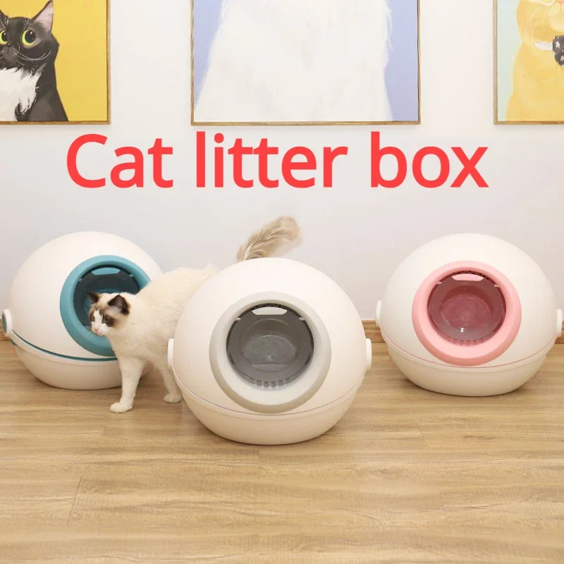 

Cat Litter Box Fully Enclosed Cat Litter Basin Flip Over Type Oversized Odor Proof Cat Toilet Pet Feces Basin Kitty Litter Box