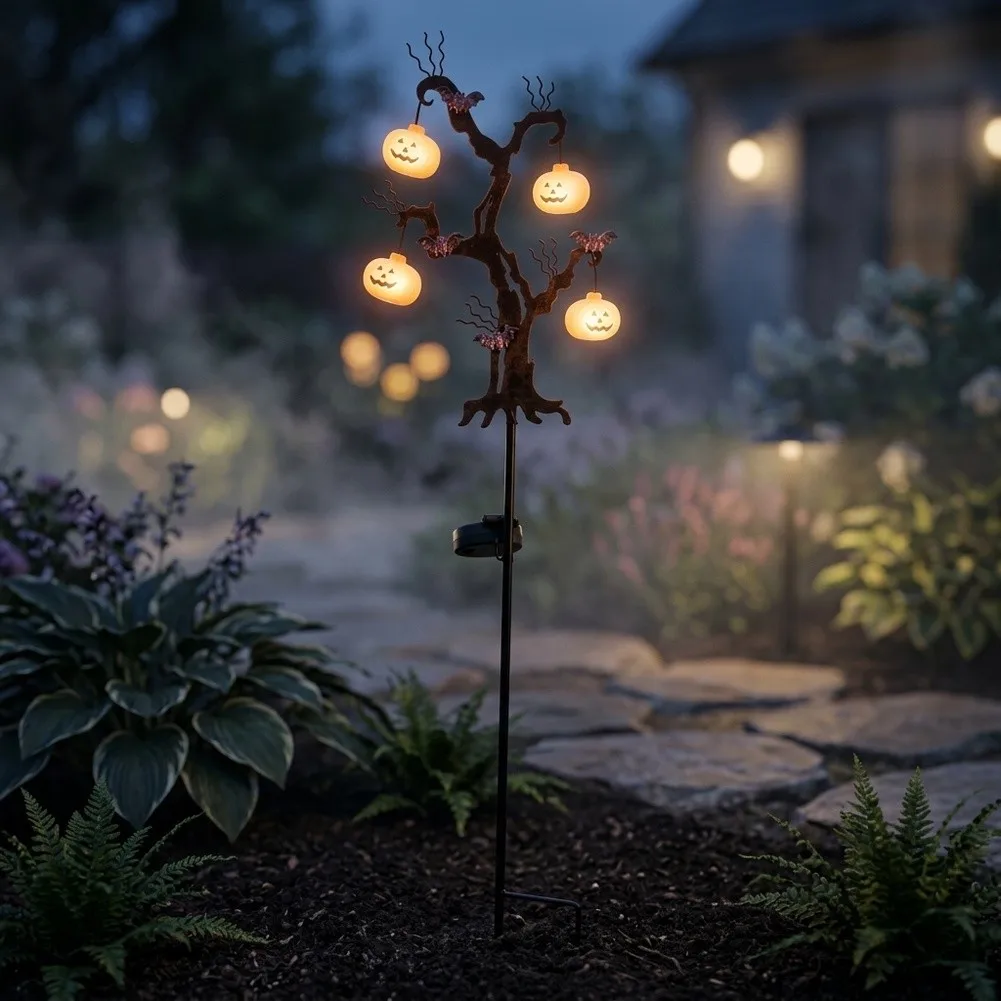 Led for Solar Lamp Solar Halloween Light For Halloween Night Pumpkin Bat Long-lasting Outdoor Use Automatic Charging