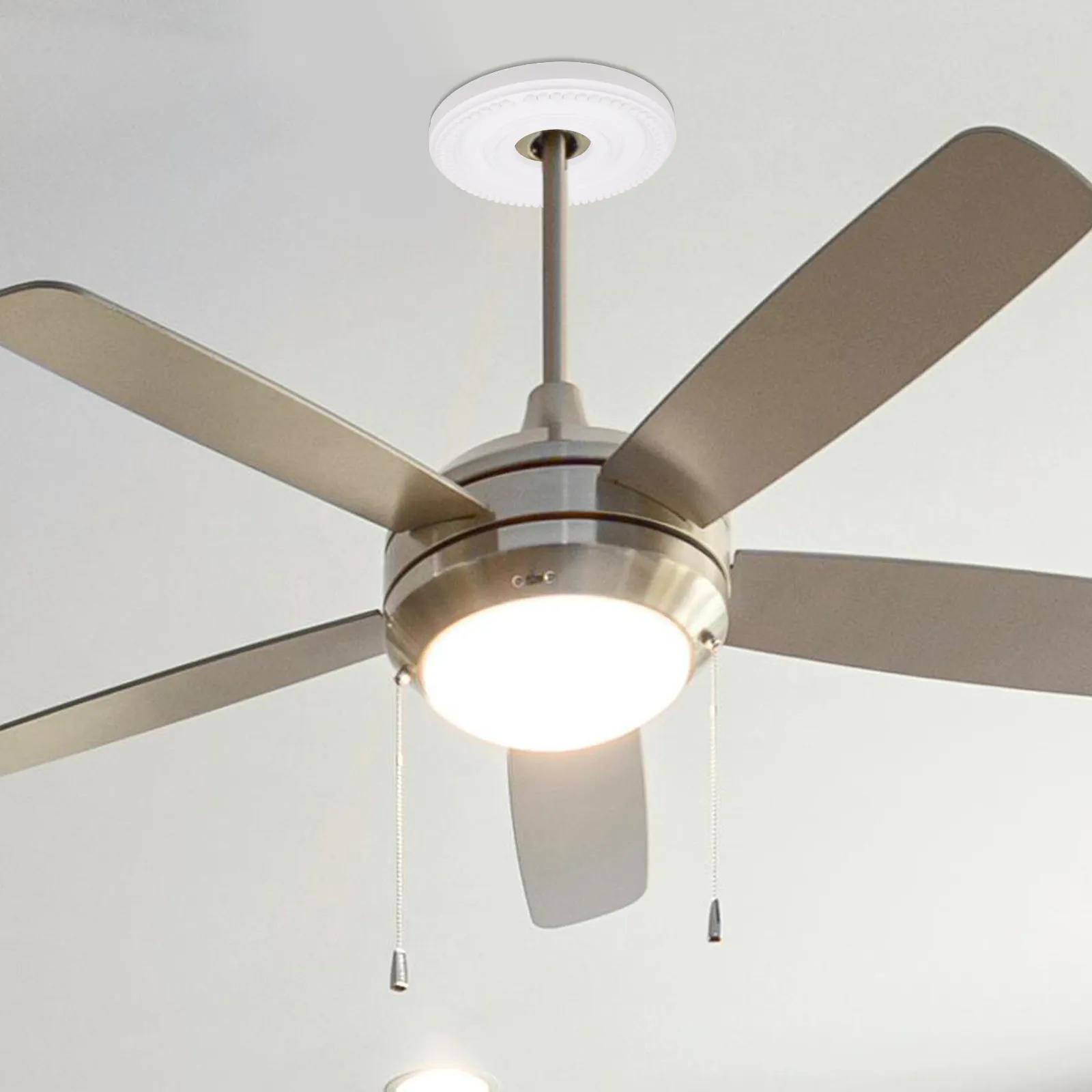 PU Ceiling Fan Light Cover Decorative Round Lighting Ceiling Fan Trim Ring for Light Fixtures Round PU Medallion