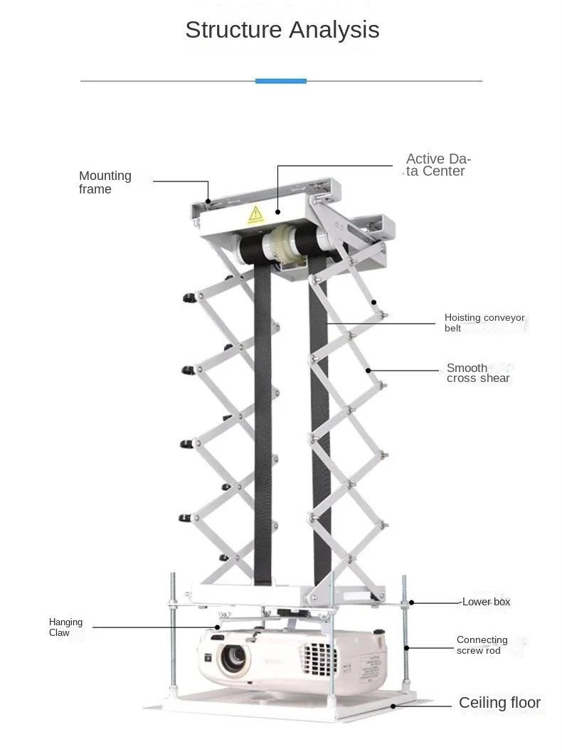 Muyu Projector Electric Lifting Hanger Intelligent Voice Remote Control Lifter Accessories Projection Electric Hanger Assembly