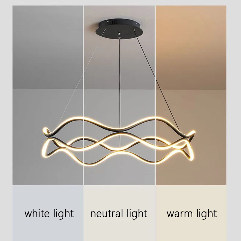 Nordic Chandelier Light Black Luxury Ring Artistic  Living Room Modern Minimalist Bedroom Room Light Lamp Home Decorative