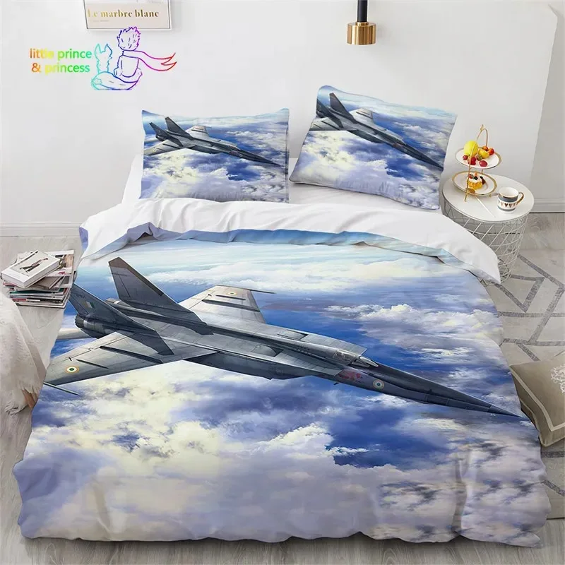 Airplane 3D Print Flying Plane Bedding Set Single Twin Full Queen King Size Bed Set Adult Kid Bedroom Aircraft Sky Bedding Gift