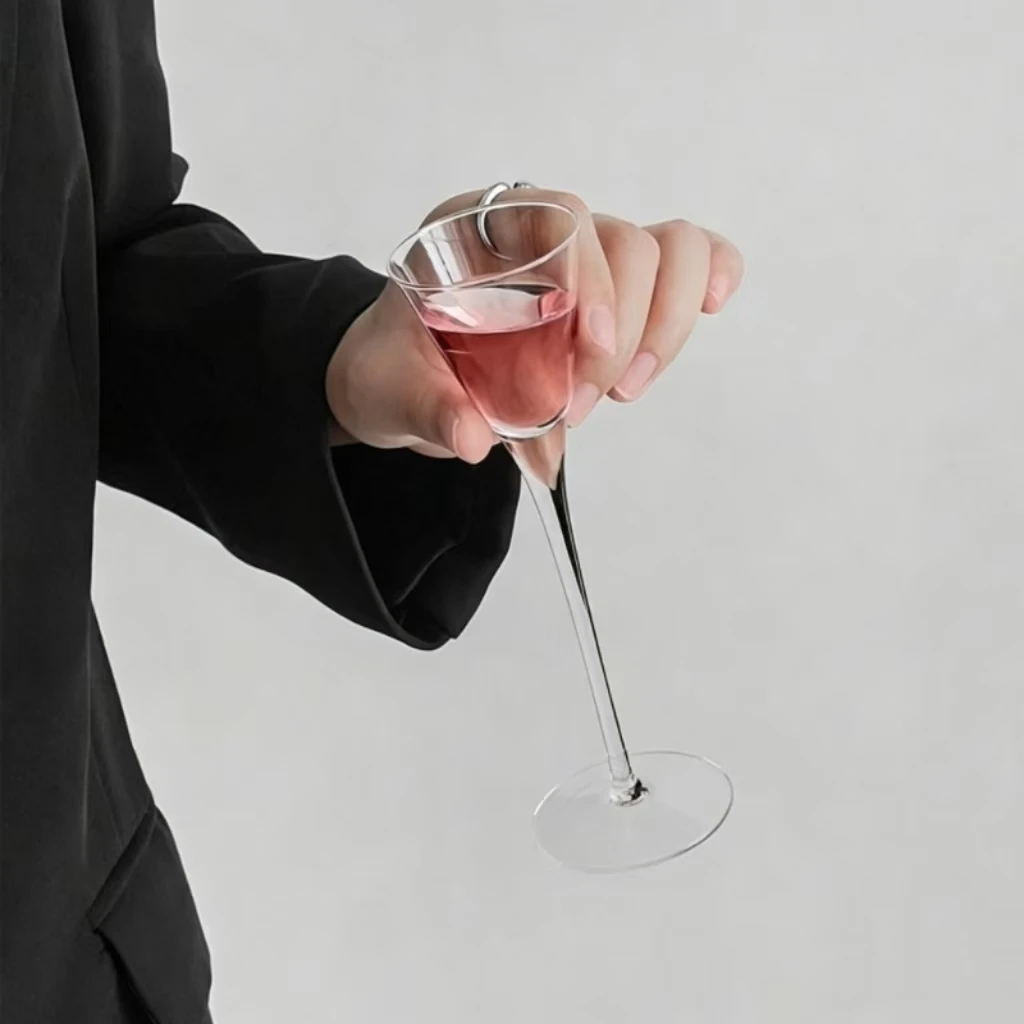 2pc 70ml Transparent Crystal Cocktail Glass European Ins Champagne Glass Japanese Handmade Minimalist  High Aesthetic Wine Cup