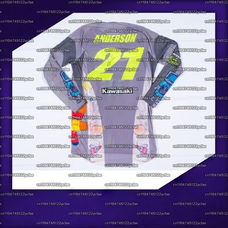 

Kawasaki #21ANDERSON Motorcycle Racing Team Men's T-shirt Long Sleeve Spring and Autumn Men's T-shirt 2025 New Sports Breathable
