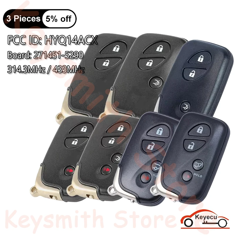 KEYECU 2 3 4 przyciski 314,3 MHz 433 MHz dla Lexus RX350 RX450h GX460 LX570 RX450 CT200h Auto Smart Remote Key Fob 271451 -5290