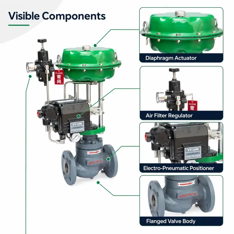 WCB Carbon Steel Pneumatic Control Valve Flanged Globe Body OEM DN40 PN16 JIAHE Brand Electro-Pneumatic Positioner 3-Year