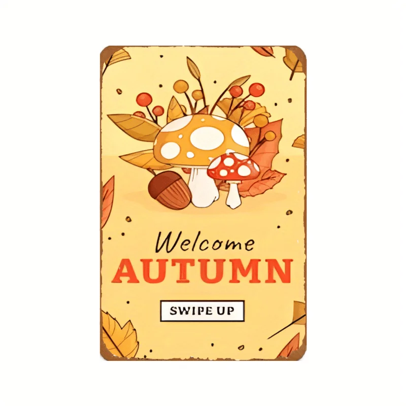 Encantador letrero de bienvenida de otoño, 8.0 x 12.0 in, decoración rústica de hierro con motivos de otoño vibrantes para el hogar, cocina, bar, cafetería, decoración al aire libre