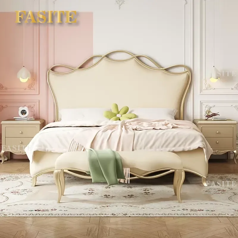 Hot Sales American Bedroom Furniture Wooden Bed King Size Wooden Bed Queen Solid Wood Bed for Home Apartment