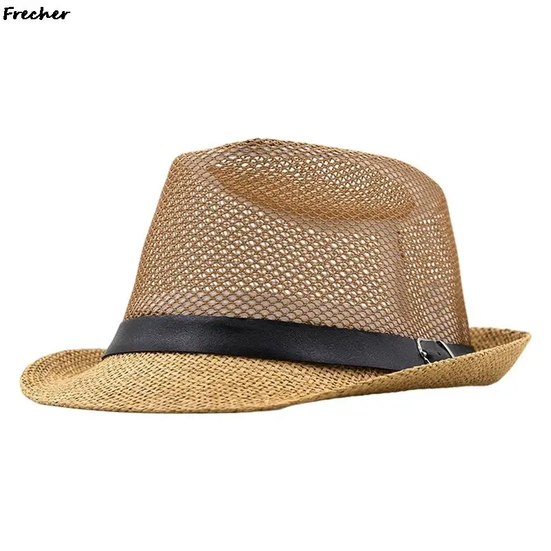 Men Gentleman Jazz Hat Wedding Party Guest Panama Beach Party Chapeau Hats Summer Holiday Breathable Mesh Sun Cap Casual Gorras 