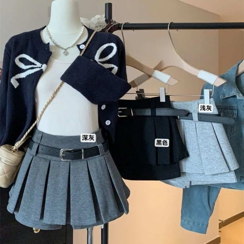 

2025 Spring Autumn New Ruched Skirts Y2k High Waist A-line Skirt for Women Fashion Simple All-match Faldas Sexy Mujer
