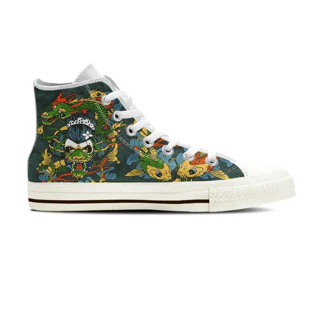 

Fashion High Top Men Canvas Shoes Casual Breathable Light Outdoors Walking Sneakers Cool Dragon Student Shoes