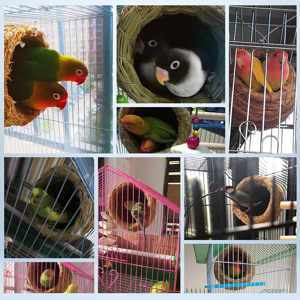 

5pcs Bird Breeding Nest Straw Material For Canary Parrot Small Birds Living Place Birds Supplies Straw Bird Breeding Nest