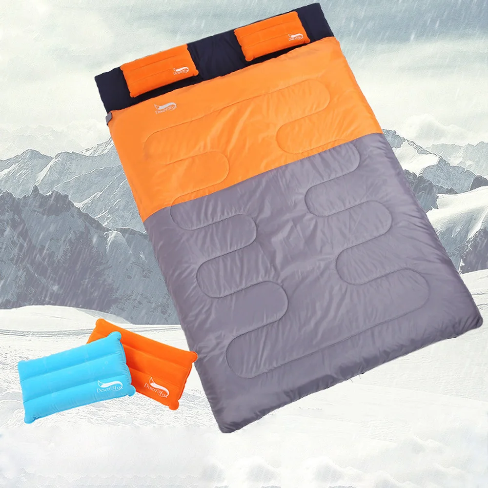 

Outdoor Camping Double Sleeping Bag 2 Person Sleeping Bag with 2 Pillows with Storage Bag for Backpacking Camping Hiking